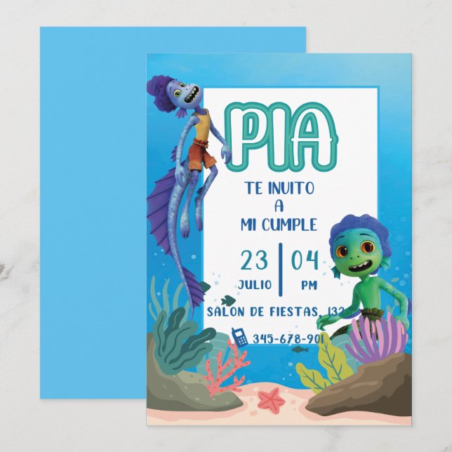 Invitación Birthday invitation Inbjudningar (Fram/baksida)