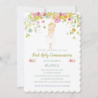 Invitación BLANCA Primera Comunión Inbjudningar
