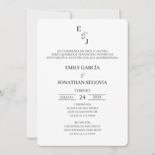 invitación blanco y negro minimalista inbjudningar (Framsida)