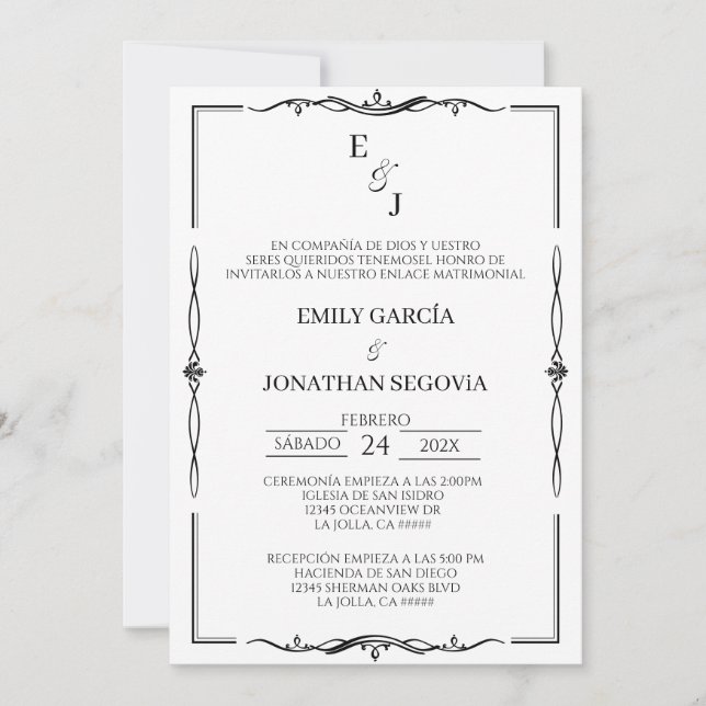 invitación blanco y negro minimalista inbjudningar (Framsida)