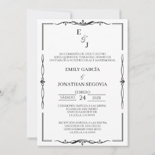 invitación blanco y negro minimalista inbjudningar