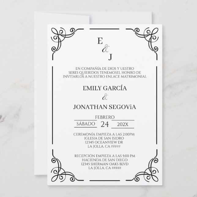invitación blanco y negro minimalista inbjudningar (Framsida)