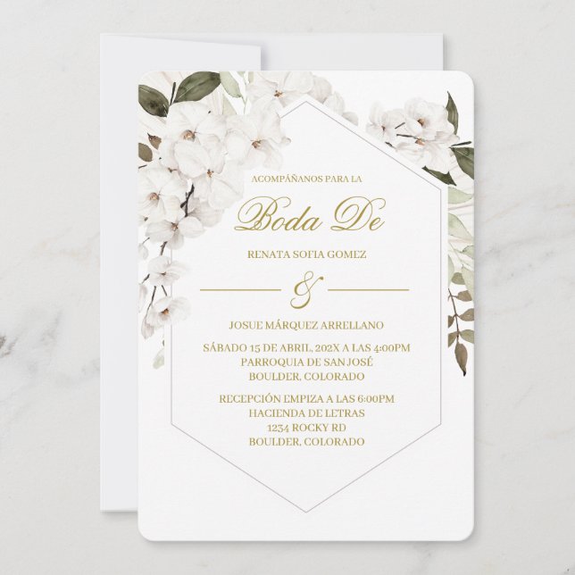 Invitación Boho blanco para boda  Inbjudningar (Framsida)
