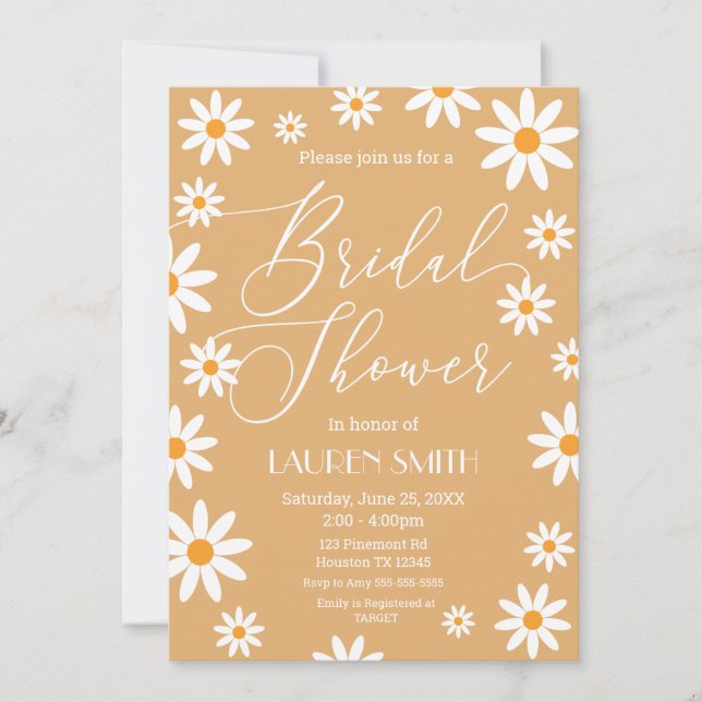 Invitación Boho Daisies Bridal Shower party Inbjudningar (Framsida)
