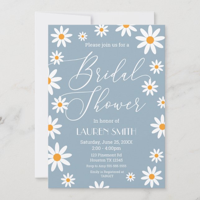 Invitación Boho Daisies Bridal Shower party Inbjudningar (Framsida)