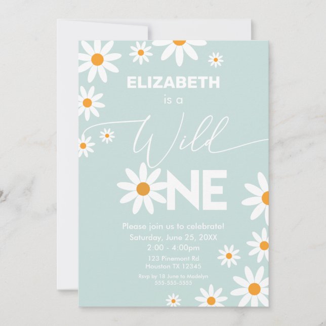 Invitación Boho Daisies Wild One Birthday Party in Inbjudningar (Framsida)