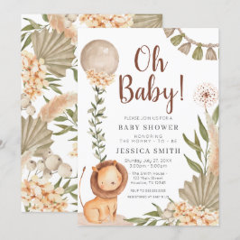 Invitación Boho Lion watercolor oh baby invitation Inbjudningar