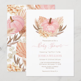 Invitación Boho Pampas Pumpkin pink baby shower Inbjudningar