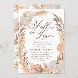 Invitación Boho Pampas Pumpkin White Fall Engageme Inbjudningar
