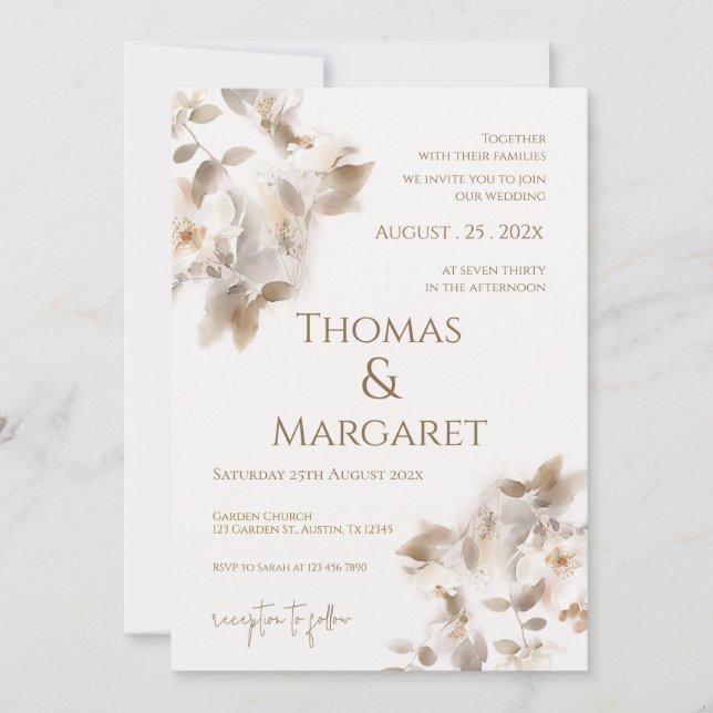 Invitación Boho Wedding Invitation Inbjudningar (Framsida)