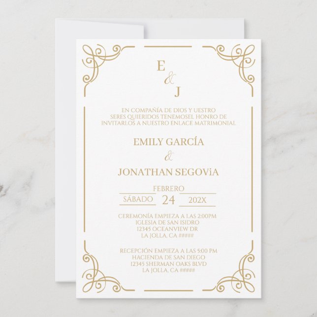 invitación bronce y oro minimalista invitation inbjudningar (Framsida)