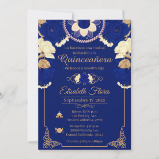 Invitacion Charro Invitation, in blue , and Gold Meddelande