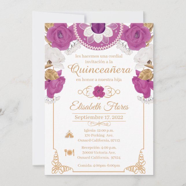 Invitacion Charro Invitation, Lila, Black and Gold Meddelande (Framsida)