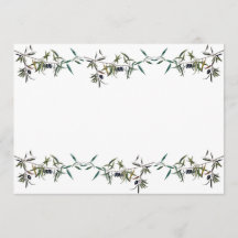 Invitación con acuarela de rama de olivo