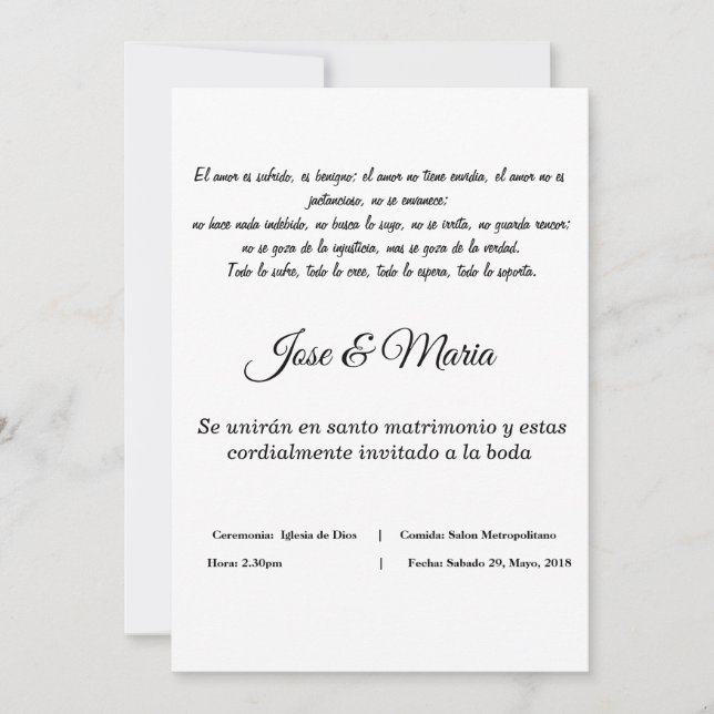 invitacion cristiana para bodas färg blanco inbjudningar (Framsida)
