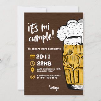 Invitación Cumpleaños de Hombre con Cerveza Inbjudningar