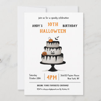 Invitación Cumpleaños Halloween Pastel Spooky Inbjudningar