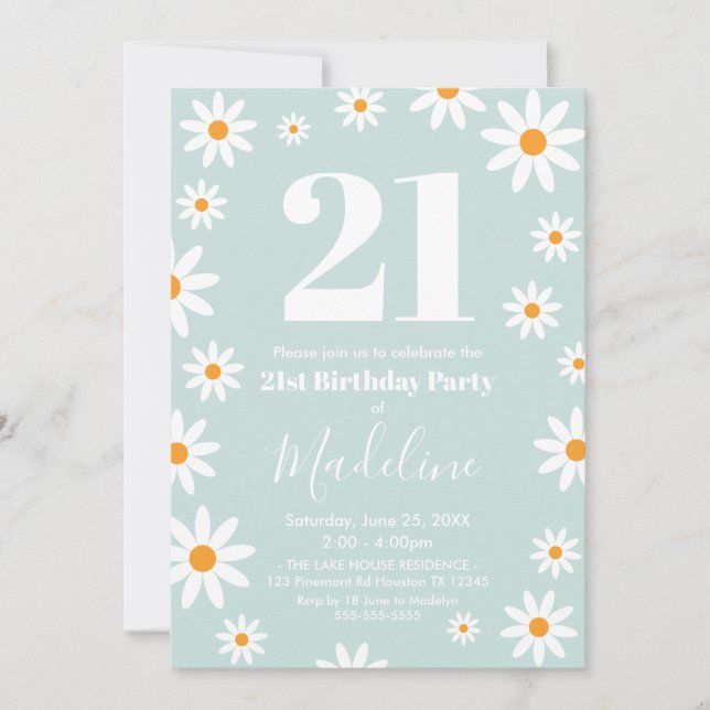 Invitación Daisies Birthday Party Invitation Inbjudningar (Framsida)