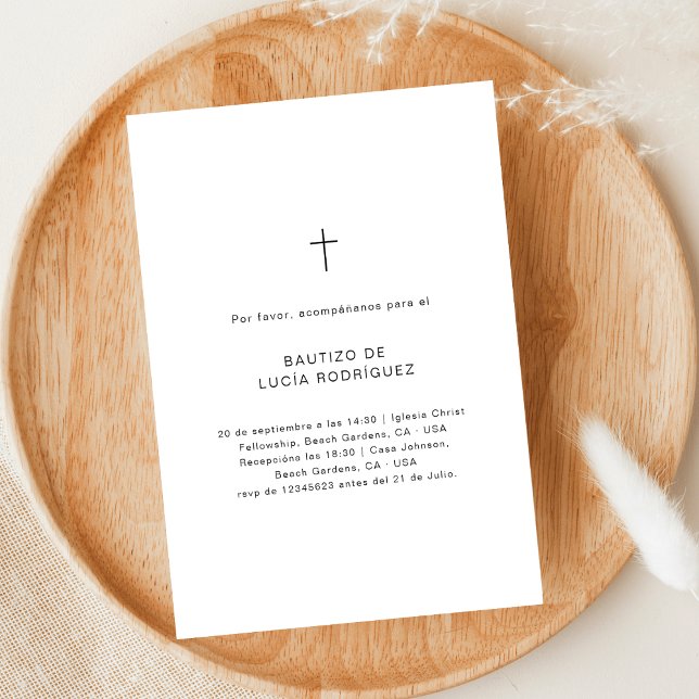invitación de bautizo sencilla en blanco y negro inbjudningar (Skapare uppladdad)