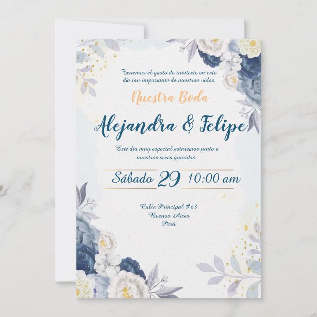Invitación de Boda Elegante y Personalizada Inbjudningar (Framsida)