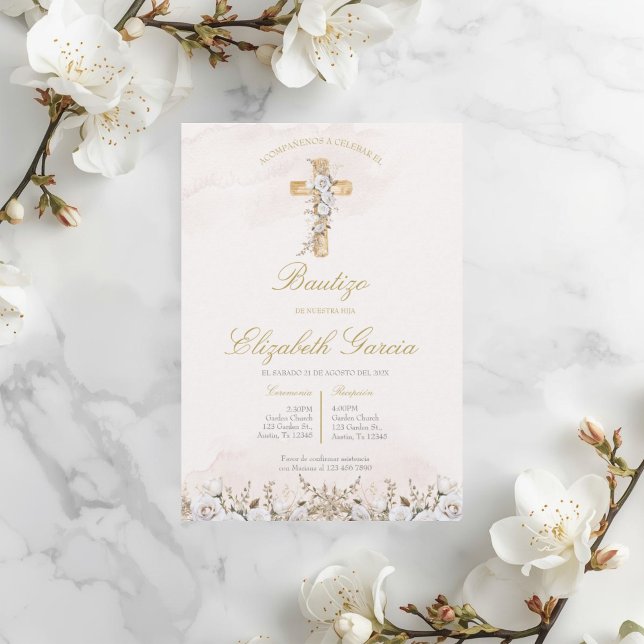 Invitación de boho blanco para bautismo invitation inbjudningar (Skapare uppladdad)