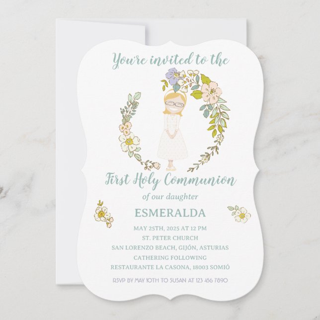 Invitación de Comunión ESMERALDA Inbjudningar (Framsida)