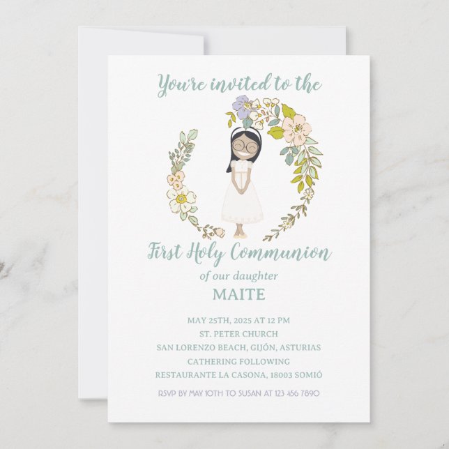 Invitación de Comunión MAITE Inbjudningar (Framsida)