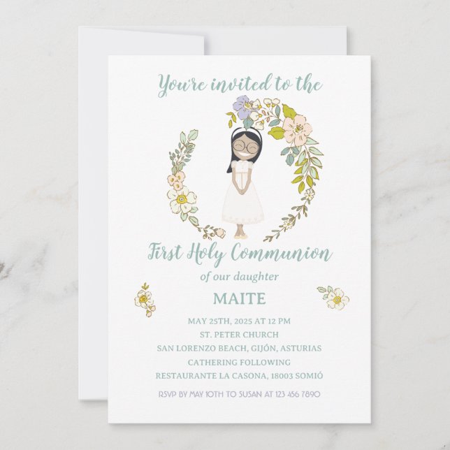 Invitación de Comunión MAITE Inbjudningar (Framsida)