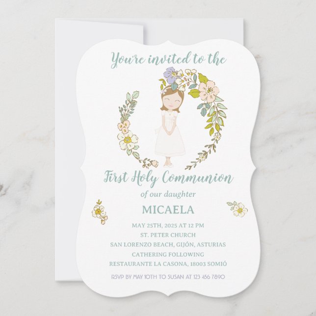 Invitación de Comunión MICAELA Inbjudningar (Framsida)