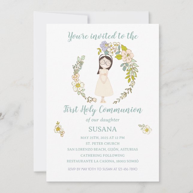 Invitación de Comunión SUSANA Inbjudningar (Framsida)