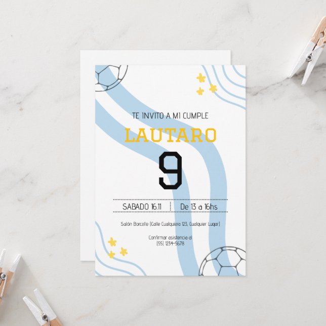 Invitación de cumpleaños Argentina Inbjudningar (Fram/Back In Situ)