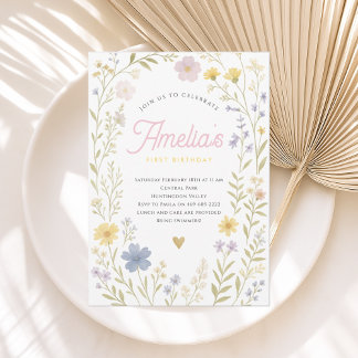 Invitación de cumpleaños de Flor Silvestre Floral Inbjudningar