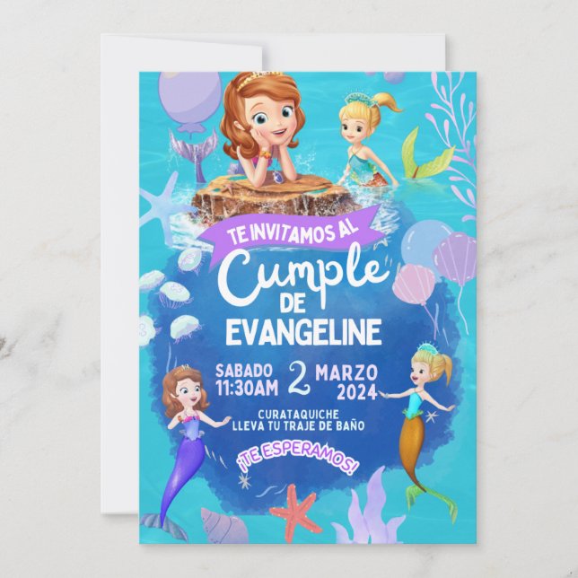 Invitación de cumpleaños de la princesa Sofia. Inbjudningar (Framsida)