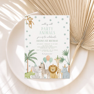Invitación de cumpleaños de Safari Fiesta Animales Inbjudningar