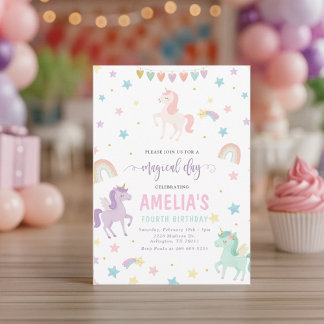 Invitación de cumpleaños de Unicornio por capricho Inbjudningar