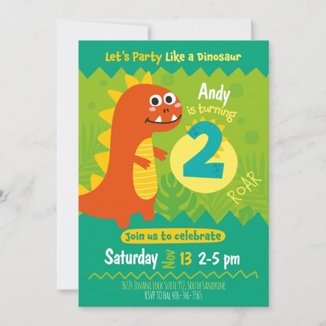 Invitación de cumpleaños dinosaurio inbjudningar (Framsida)