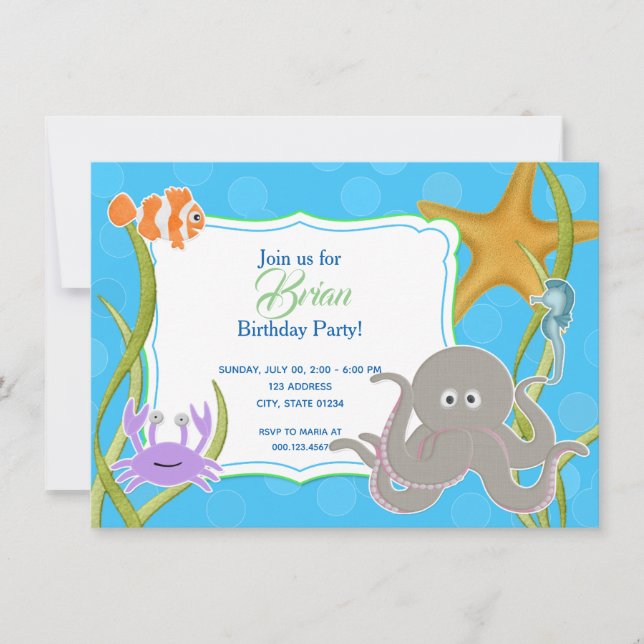 Invitación de Cumpleaños - fiestaen Bajo el Inbjudningar (Framsida)