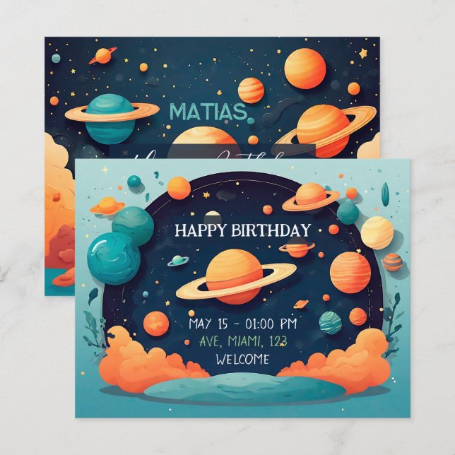Invitación de cumpleaños personalizada inbjudningar (Fram/baksida)