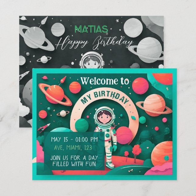Invitación de cumpleaños personalizada inbjudningar (Fram/baksida)