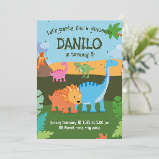 Invitación de fiesta de cumpleaños Dinosaurios Inbjudningar