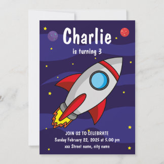 Invitación de fiesta de cumpleaños Nave Espacial Inbjudningar