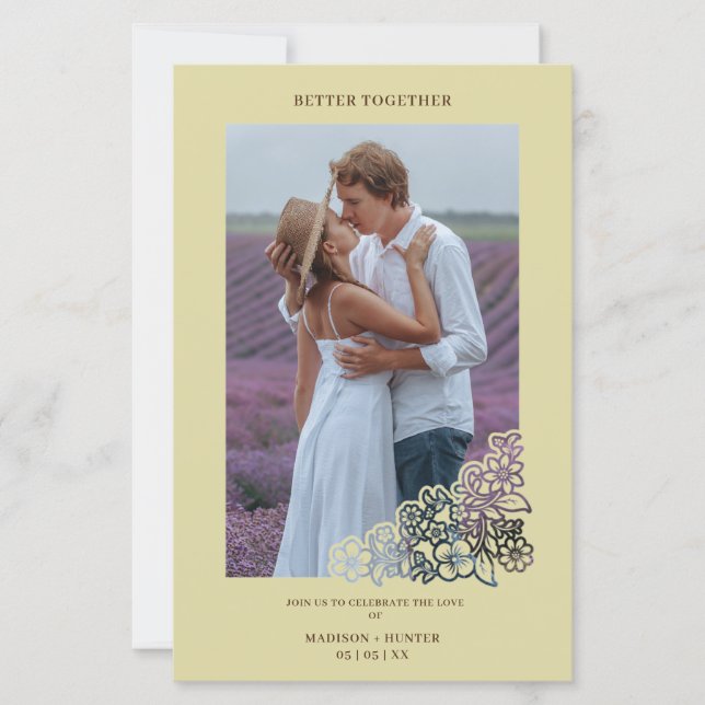 Invitación de marco botánico para Boda fotográfico (Framsida)