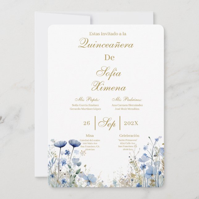 Invitación de quinceañera elegante  invitation inbjudningar (Framsida)