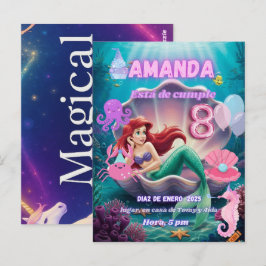 invitacion de Sirena Ariel brillante Vykort
