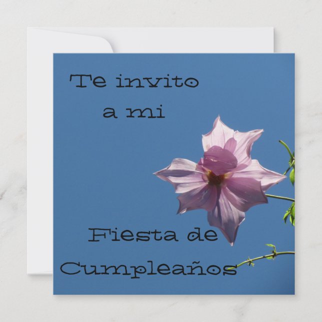 Invitación - Fiesta de Cumpleaños - Azul y Rosa Inbjudningar (Framsida)