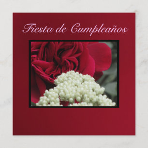 Invitación - Fiesta de Cumpleaños - Rosa roja Inbjudningar
