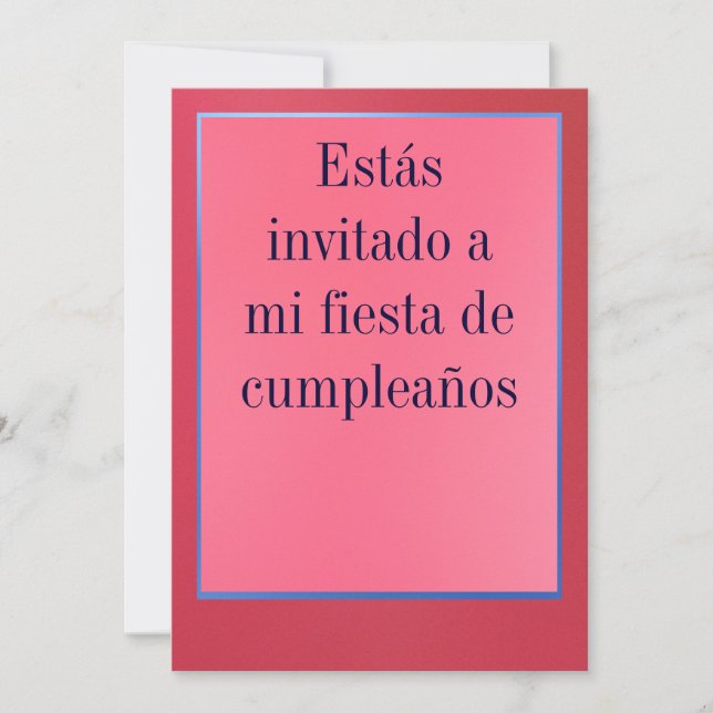 Invitación - Fiesta de Cumpleaños - Rosada y Roja Inbjudningar (Framsida)