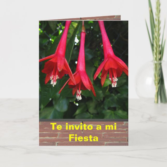 Invitación - Fiesta - Flores de Fucsias Inbjudan (Framsida)