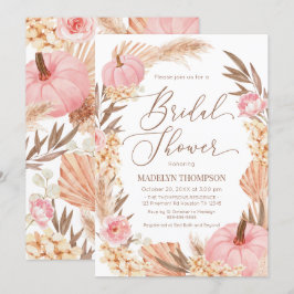 Invitación Floral Pink Pampas Grass Pumpkin Bridal Inbjudningar