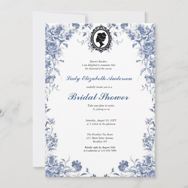 Invitación Florals azul presupuesto blue and white Inbjudningar (Framsida)